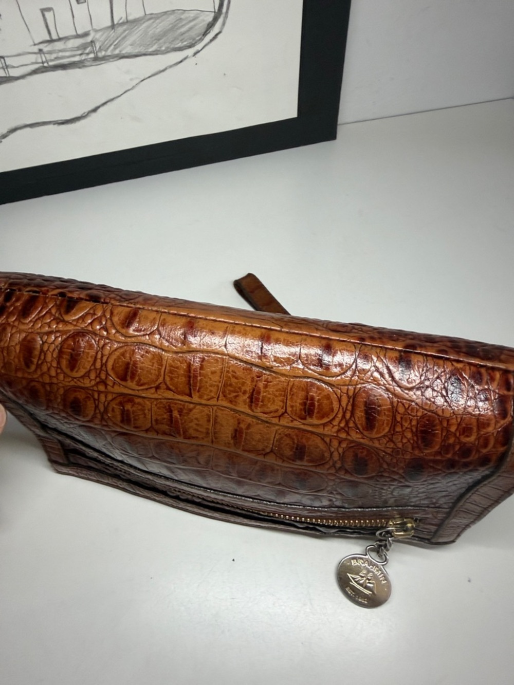 Brahmin Vintage Melbourne Collection Crocodile Embossed Women’s Wristlet Wallet - Picture 11 of 16